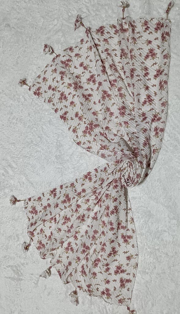 Light Purple Cotton Crush Hijab - Stole With Floral Pattern And Latkan