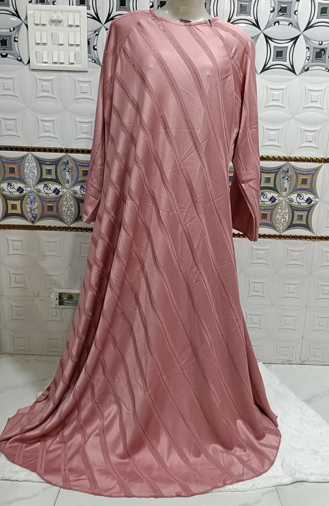 Flamingo Pink Umbrella Abaya With Light Stone Work