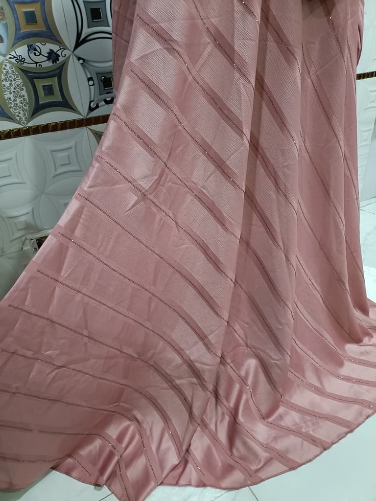 Flamingo Pink Umbrella Abaya With Light Stone Work thumbnail 3