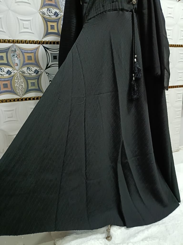 Black Candy Umbrella Abaya With Dori thumbnail 2