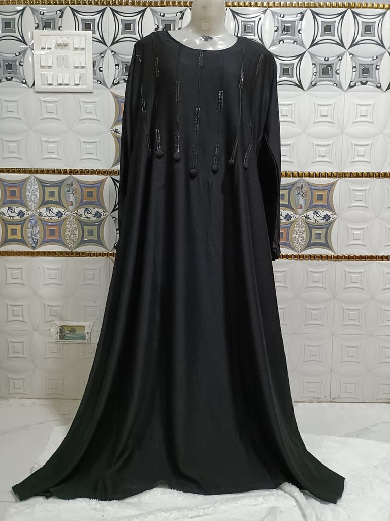 Black Abaya With Stone Sheet Design