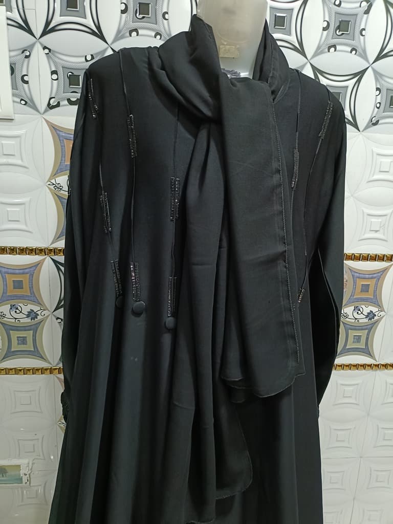 Black Abaya With Stone Sheet Design thumbnail 2