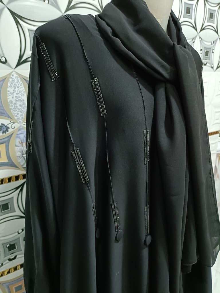 Black Abaya With Stone Sheet Design thumbnail 4