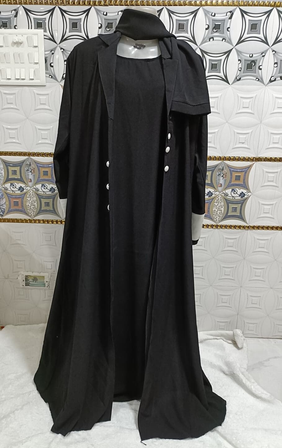 Coat Style 2 Piece Black Shrug Abaya With Separate Coat thumbnail 3