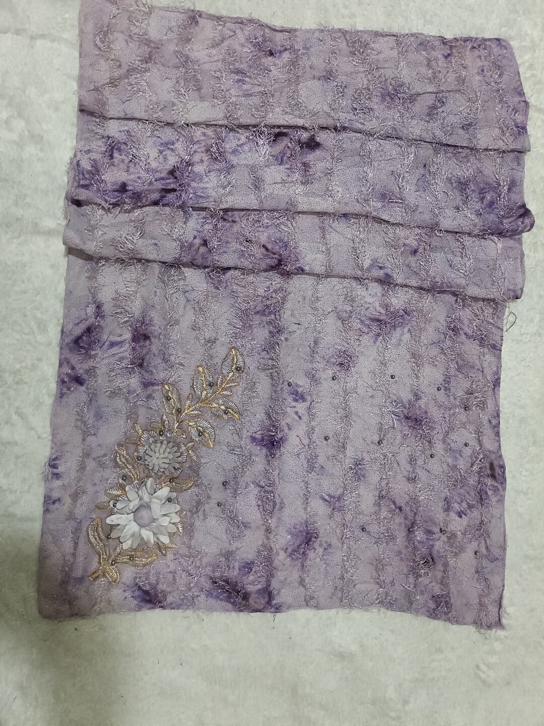Lavender Purple Fur Hijab With Boota Design thumbnail 2