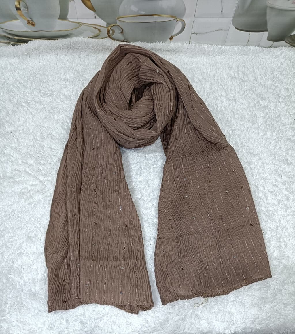 Ash Brown Cotton Crush Hijab Stole thumbnail 2