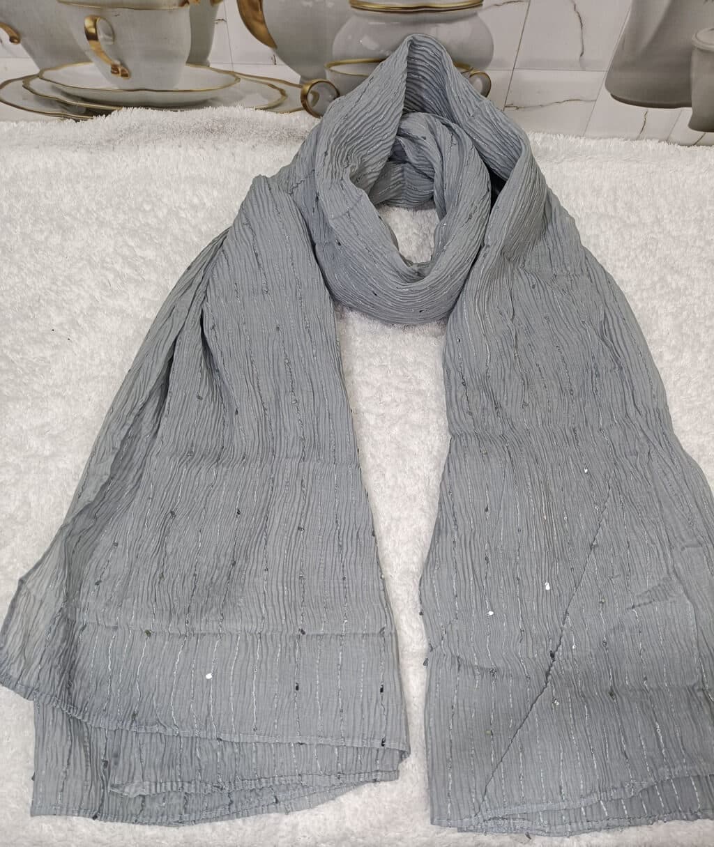 Light Gray Cotton Crush Hijab Stole thumbnail 2
