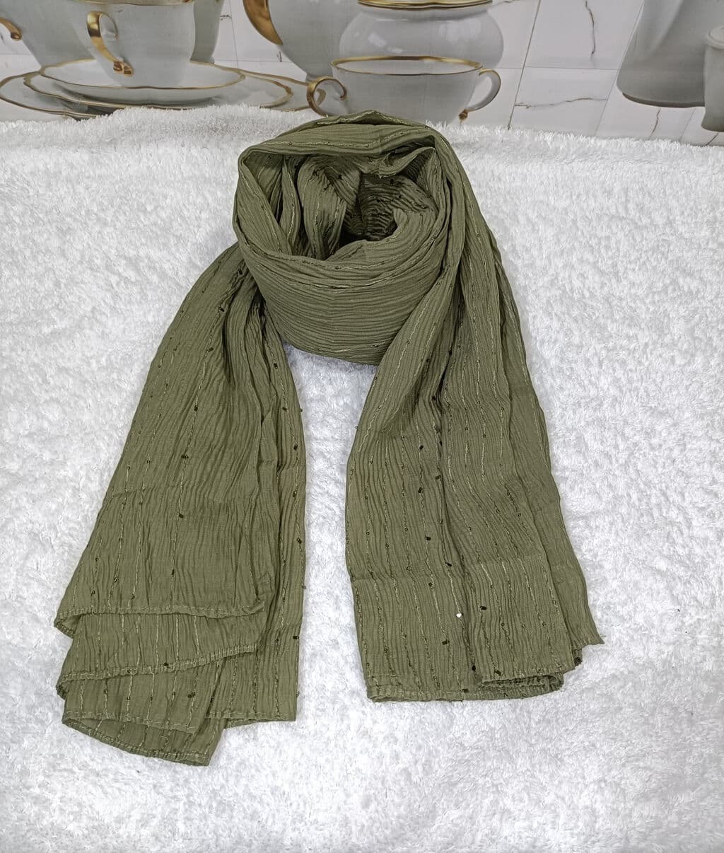 Sage Green Cotton Crush Hijab Stole thumbnail 2