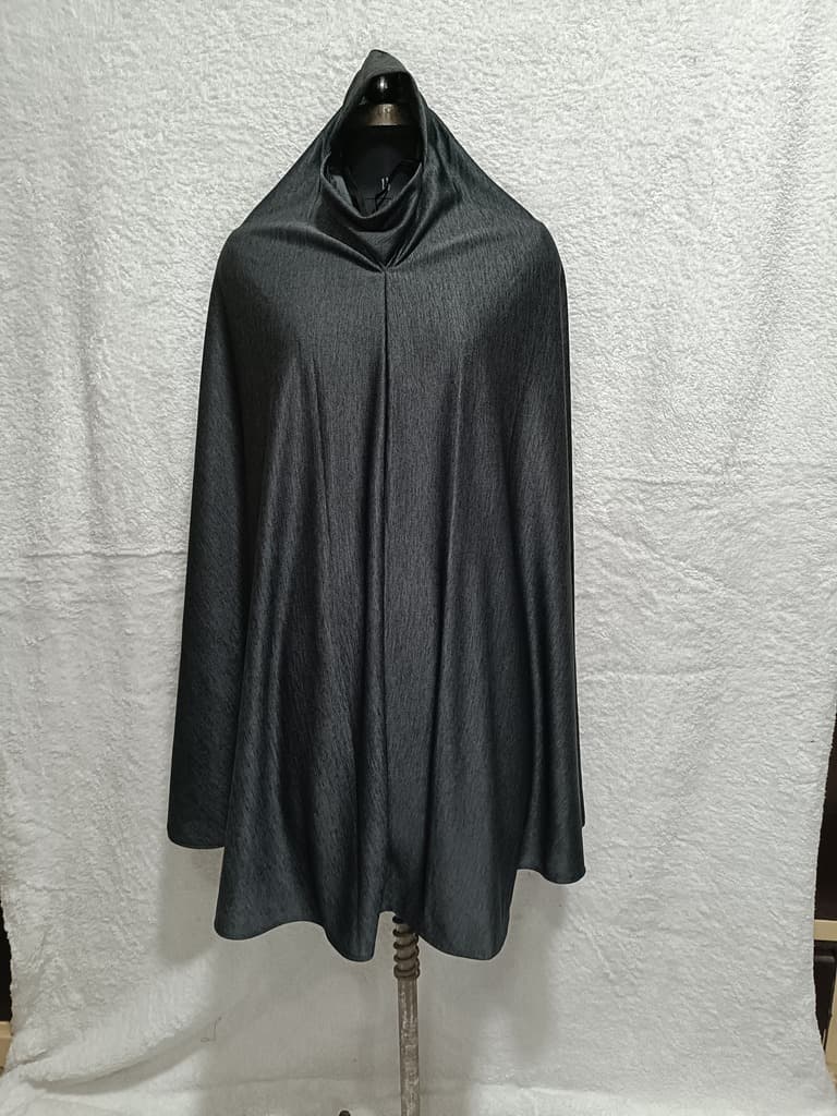 Modest Dark Gray Khimar, Scarf Prayer Dress With Crush Color Pattern