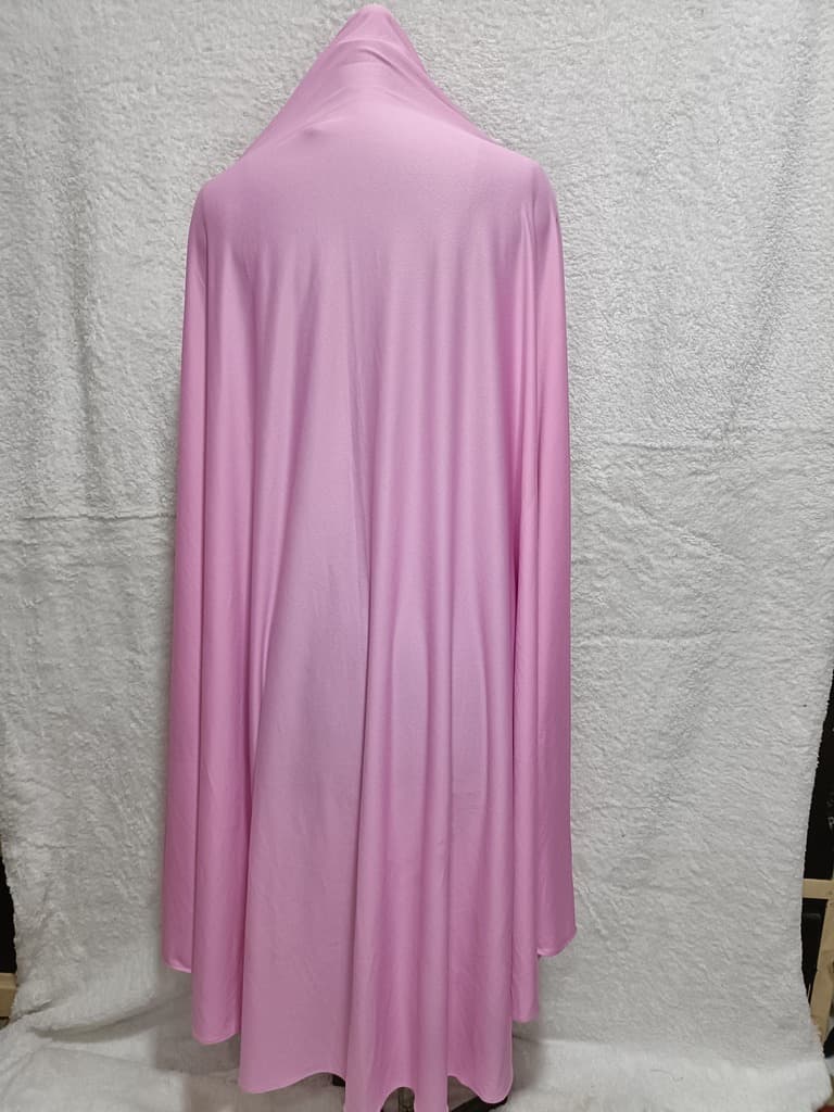 Modest Light Pink Khimar, Scarf Prayer Dress With Crush Color Pattern thumbnail 2