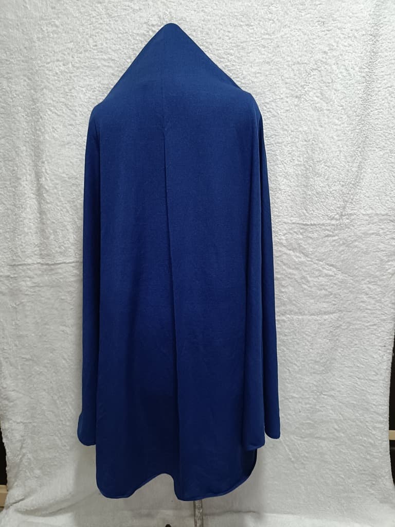 Modest Navy Blue Khimar, Scarf Prayer Dress With Crush Color Pattern thumbnail 2