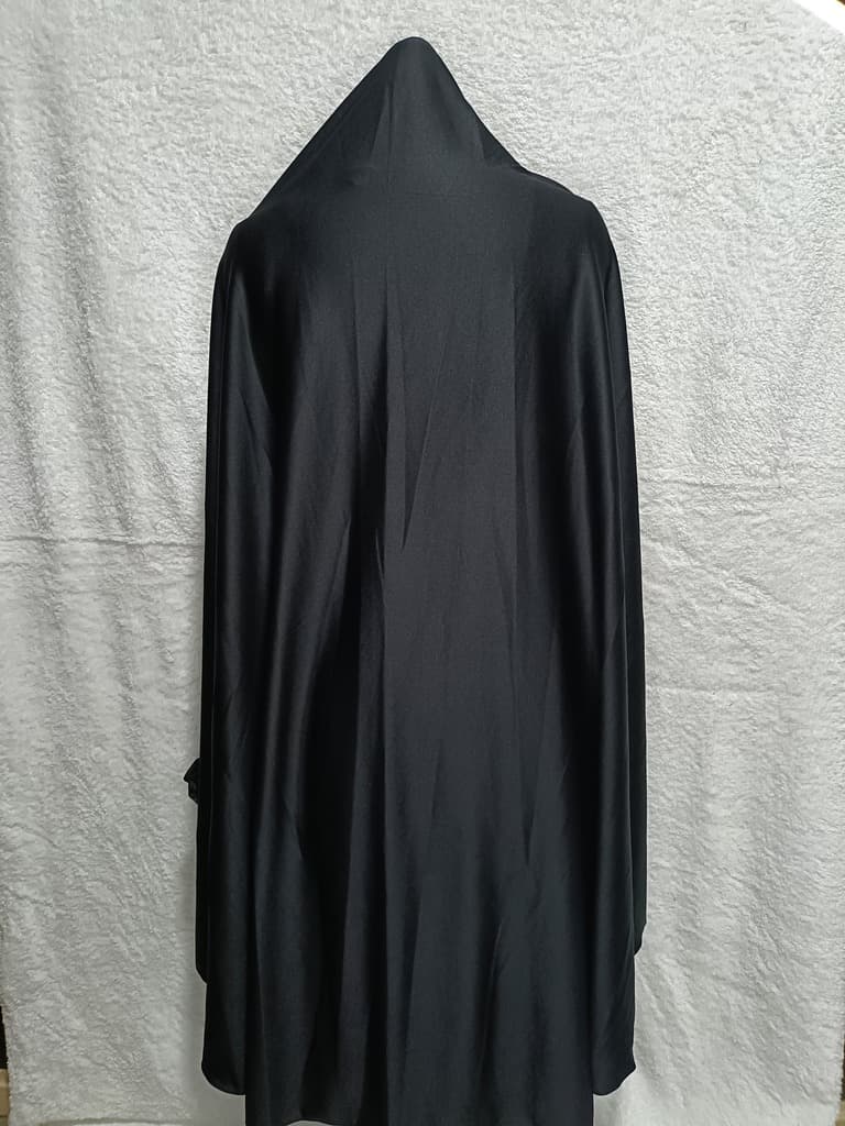Black Khimar, Scarf Prayer Dress With Elastic Sleeves thumbnail 3