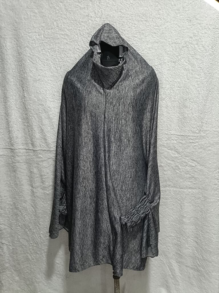 Crush Gray Khimar, Scarf Prayer Dress With Elastic Sleeves thumbnail 2