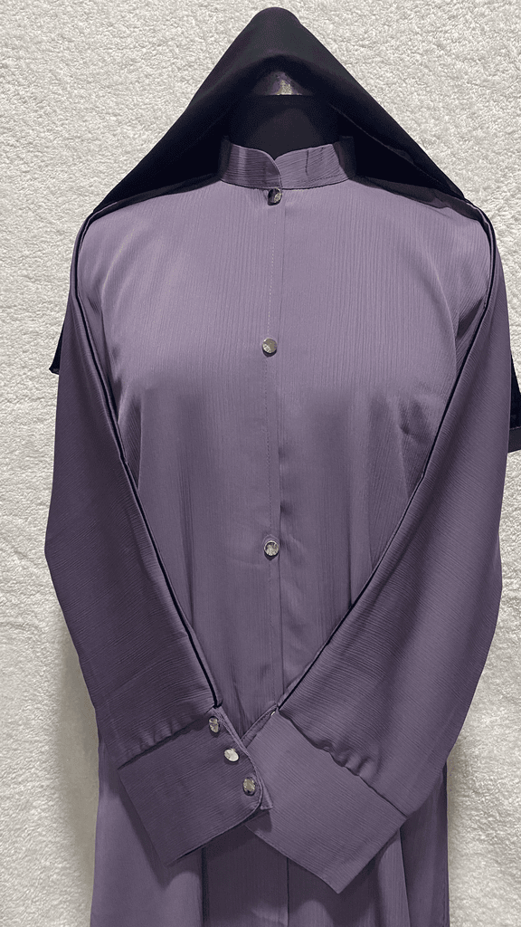 Heather Purple Front Open Dubai Abaya With Cuff Sleeves
