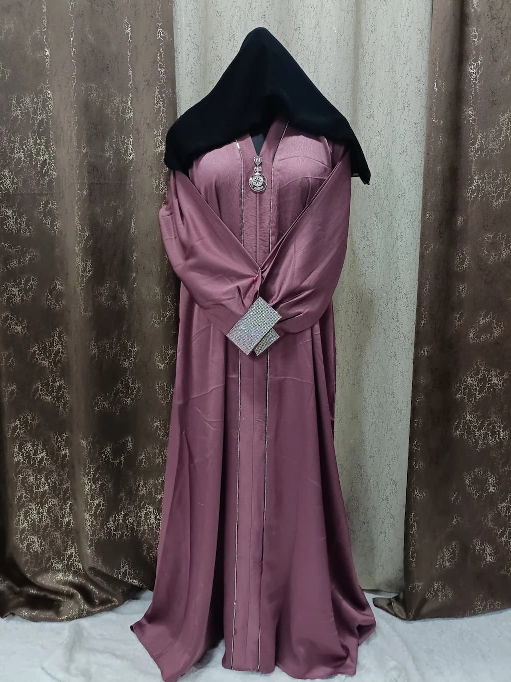 Rogue Pink Abaya With Rainbow Sheet Design